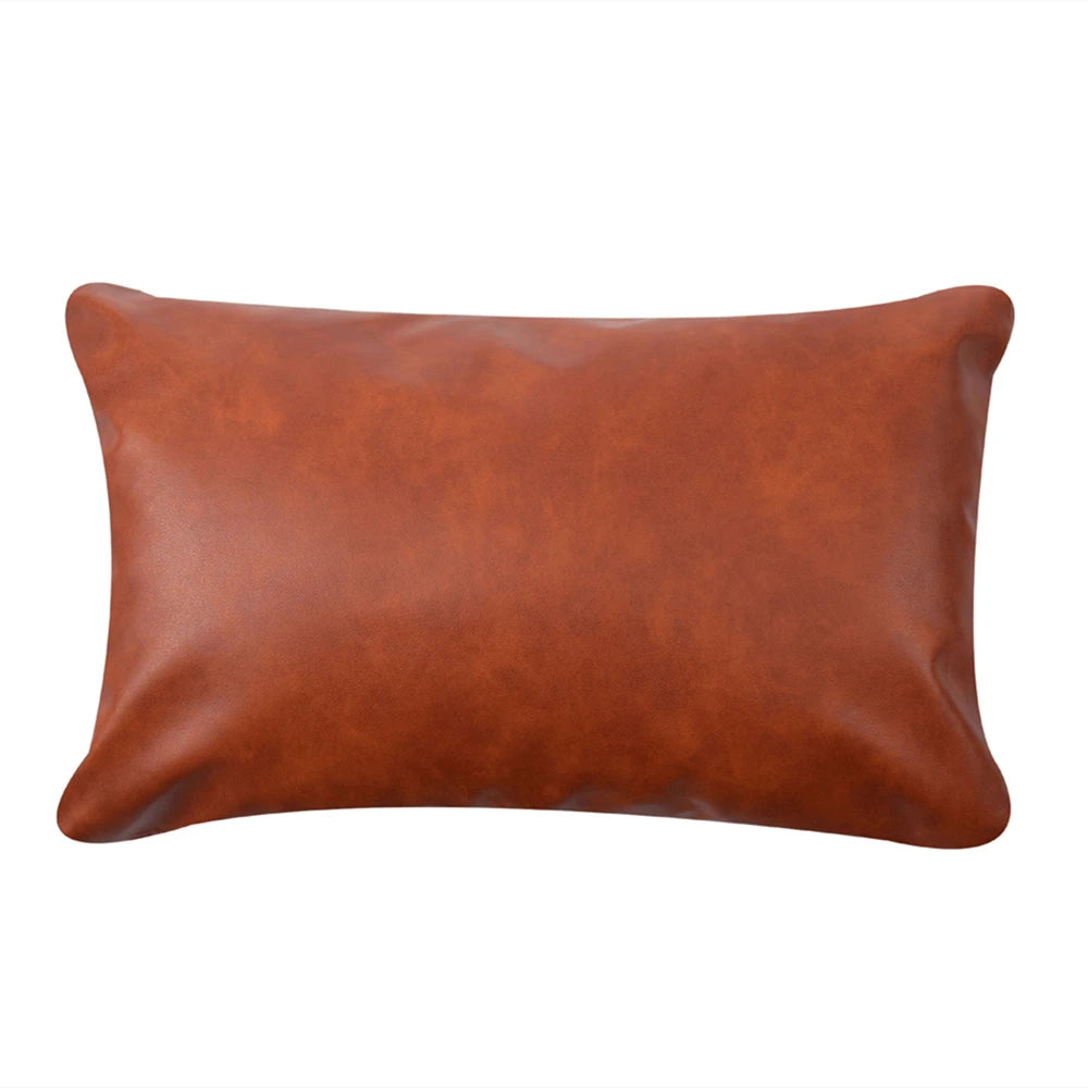 2zz Cushion Cover Brown PU Leather Decoration Pillows for Sofa Living Room Car Housse De Coussin 30*50 Decorative Pillows Home Decor (Copia)