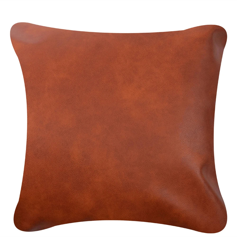 2zz Cushion Cover Brown PU Leather Decoration Pillows for Sofa Living Room Car Housse De Coussin 30*50 Decorative Pillows Home Decor (Copia)
